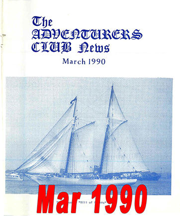 March 1990 Adventurers Club News Cover
